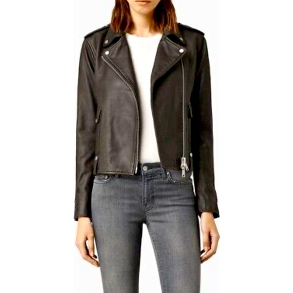 All Saints Black Leather Jacket - Picture 1 of 8